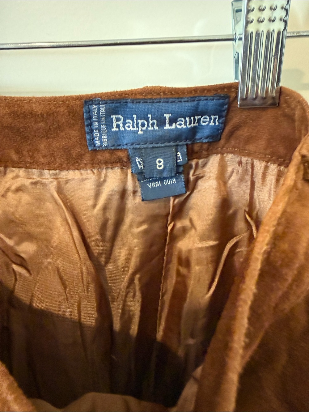 Vintage 80’s Ralph Lauren Classic Brown Suede Midi Skirt - Picture 4 of 7